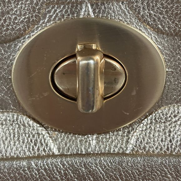 Rare HTF Coach Metallic Rose Gold All Leather Purse Shoulder Bag C Pattern - Picture 6 of 16